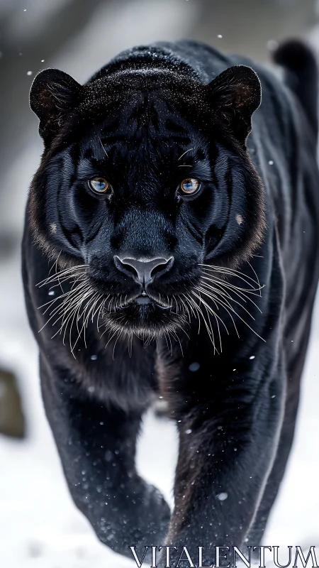 Shadow Stalker: Piercing Eyes in Winter's Grip.