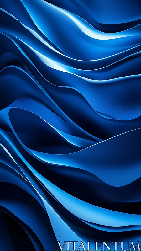 Layered cobalt waveforms in flowing 3D ribbon abstraction.