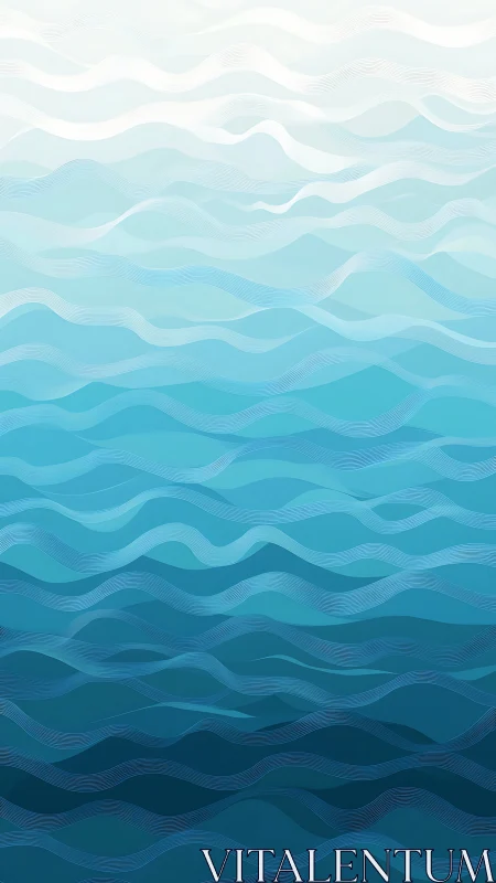 Layered cyan wave gradients with linear contour detailing