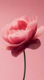 Pink peony flower against gradient background studio composition