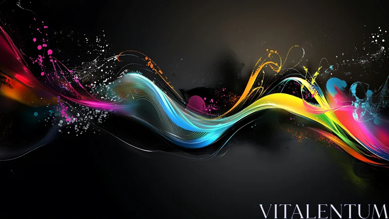 Color waves race through darkness and ignite liquid neon