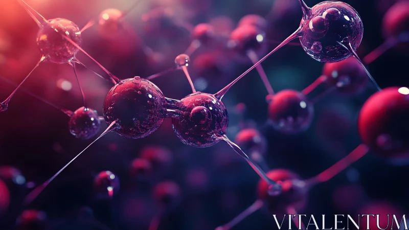 Abstract molecular structure with glowing spheres in vibrant colors.