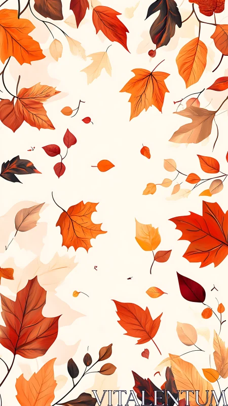 Crimson leaves tumble softly through pale autumn light