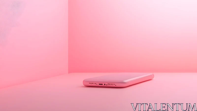 Minimalist pink smartphone on pastel background, modern style.