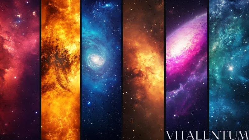 Striped nebula parade of blazing cosmic color panels.