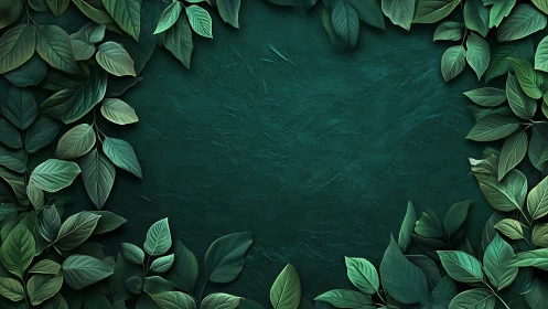 Digital foliage frame with deep emerald negative space center.