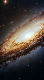 Spiral galaxy core glows amid dense starfield horizon