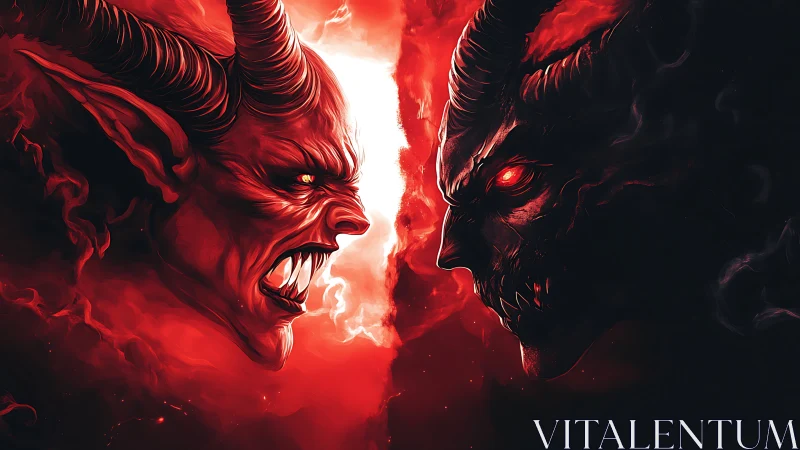 Bilateral infernal confrontation under saturated red luminance.