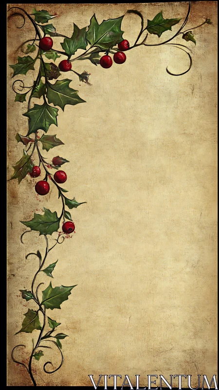 Vintage holly border framing cozy seasonal notes and wishes.