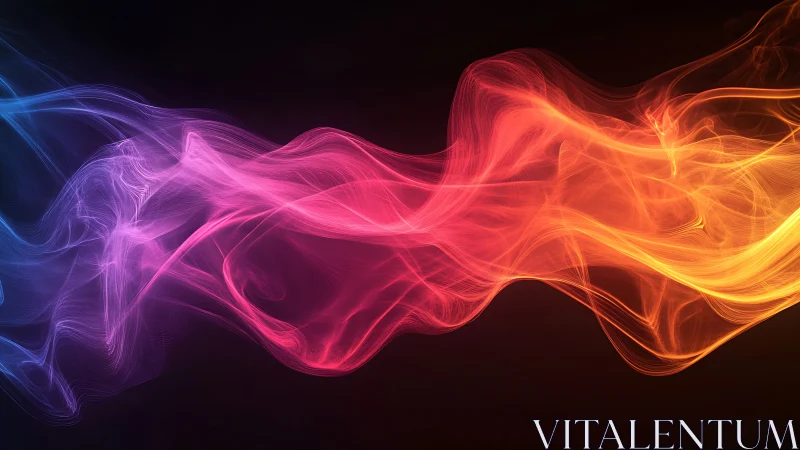 Colorful light wave streams across dark abstract background.