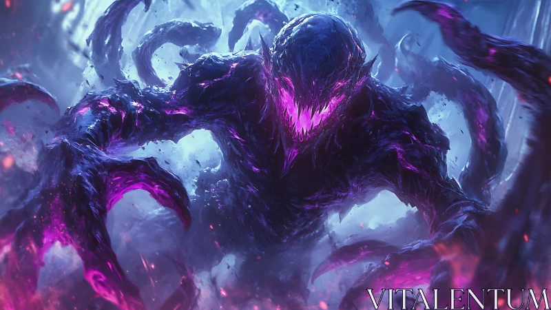 Bioluminescent void-symbiote with fractal tendril topology.