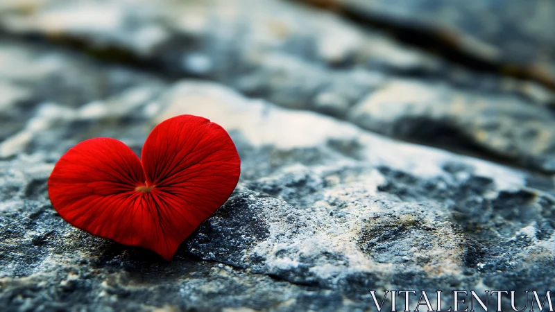 A Radiant Red Heart Rests on Weathered Stone