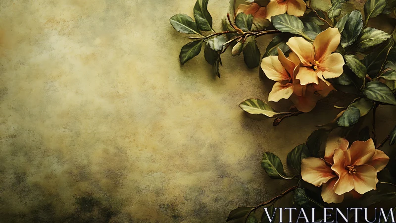 Peach-Toned Flowers Against Textured Neutral Wall Surface