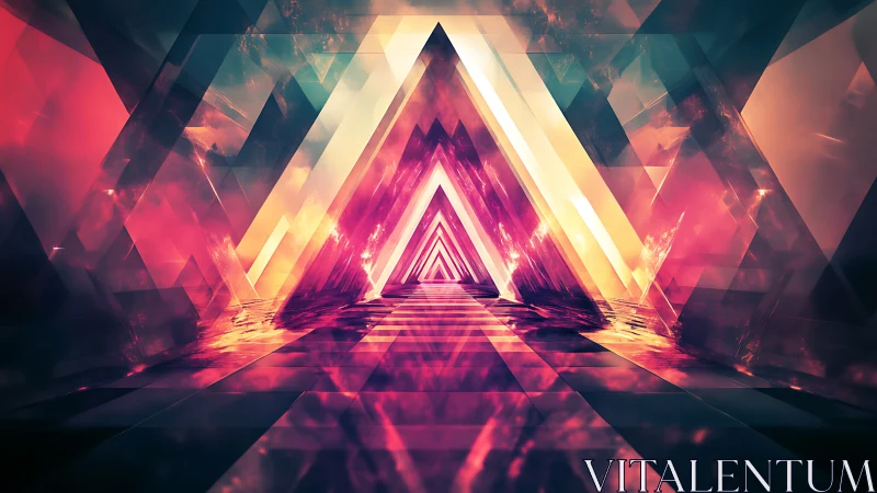 Prismatic Neon Corridor Into A Shimmering Geometric Horizon.