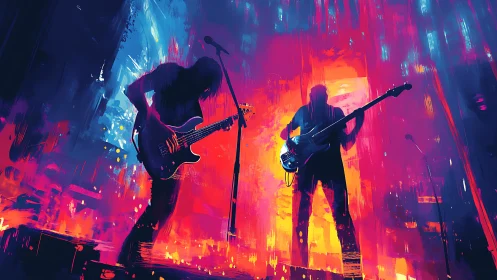 Neon storm guitars ignite a stage of liquid color and noise