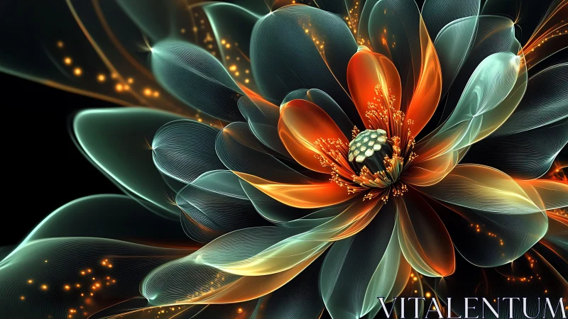 Digital macro render depicts radial translucent floral structure