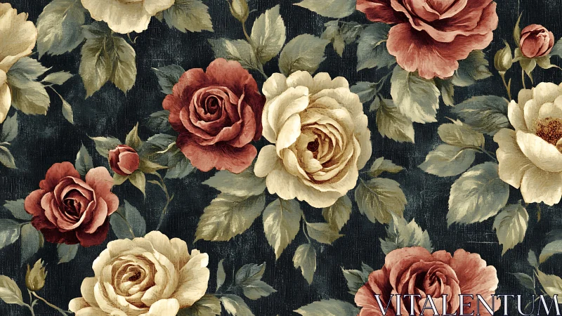 Romantic Roses Dance Across Dark Canvas