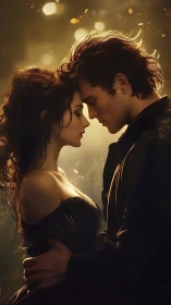 Cinematic Portrait: Romantic Couple with Golden Hour Backlighting and Bokeh Effects