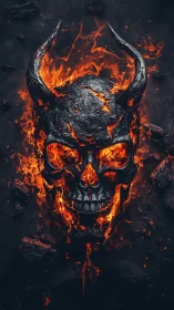 Fiery horned skull blazing with molten, otherworldly power.