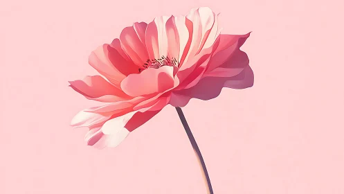 Pink Layered Flower with Translucent Petals Against Soft Background