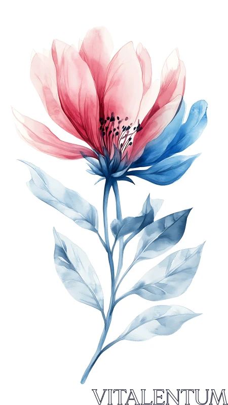 Luminous Blossom: Pink Petals Dance with Azure Stem.