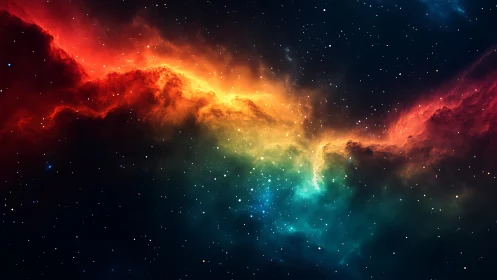 Nebula river of rainbow starlight crossing the silent void.