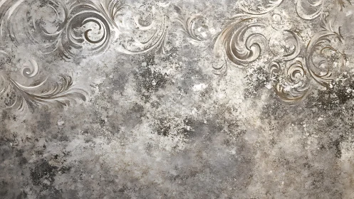Elegant vintage wall texture with ornate swirls and distressed finish.
