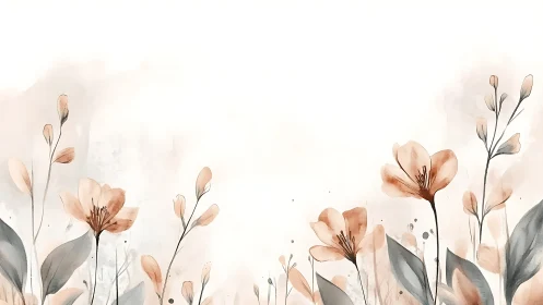 Delicate Botanical Composition in Watercolor Technique.
