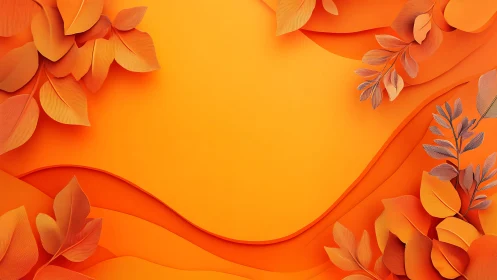 Vibrant orange paper leaves frame a warm seasonal backdrop