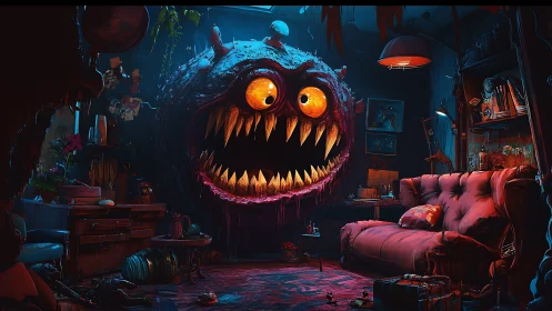 Cheerfully Creepy Monster Room Glowing With Mischief.