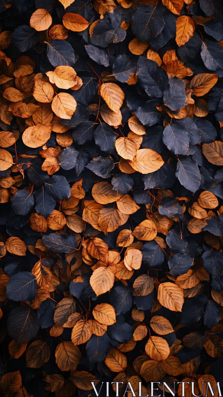 Midnight autumn leaves in a cozy copper and navy weave.