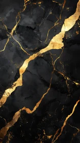 Gold-veined midnight marble with quietly glowing cracks.