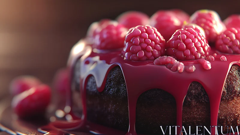 Decadent Chocolate Cake with Fresh Raspberries.