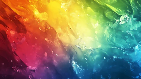 Liquid rainbow spectrum swirls across luminous abstract field