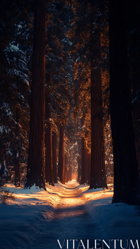 Luminous Path Through Ancient Redwood Cathedrals
