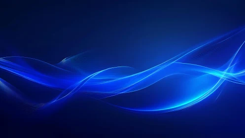 Abstract blue light waves on dark background, digital art style.