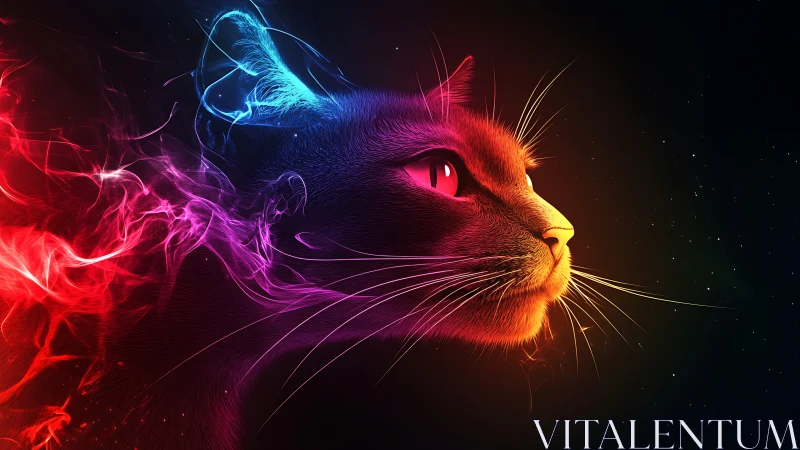 Neon Dreams: A Cat's Glow.