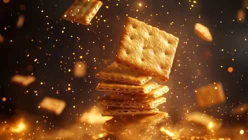 Golden Crackers Dance Through Shimmering Light
