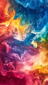Vibrant liquid nebula swirls in cascading rainbow motion