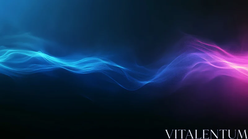 Neon waveform ribbons sweep across a deep gradient void