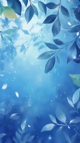 Luminous blue foliage drifting through soft ethereal light.