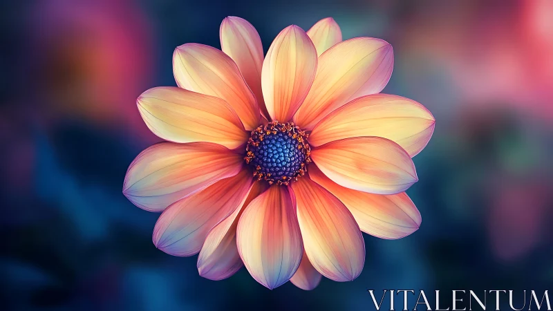 Gradient Composite Flower with Luminous Petals Against Bokeh Background