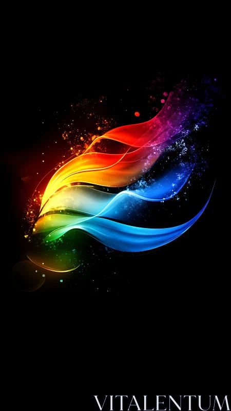 Colorstream on black: a swirling ribbon of light and joy.