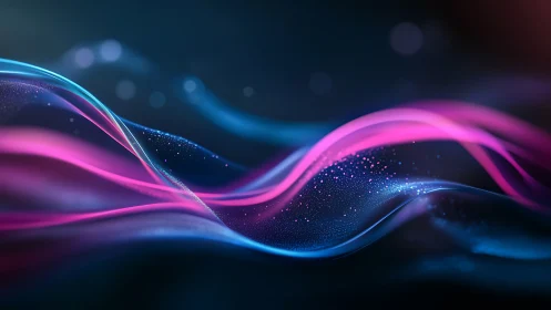 Chromatic light waves curve across deep digital space