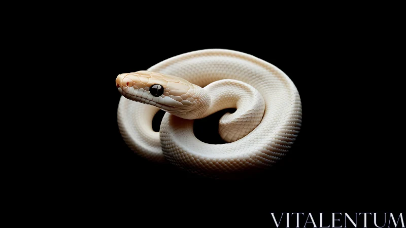 Coiled albino snake rendered in high-contrast studio lighting