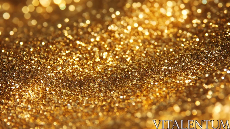 Golden glitter surface sparkles under warm defocused light