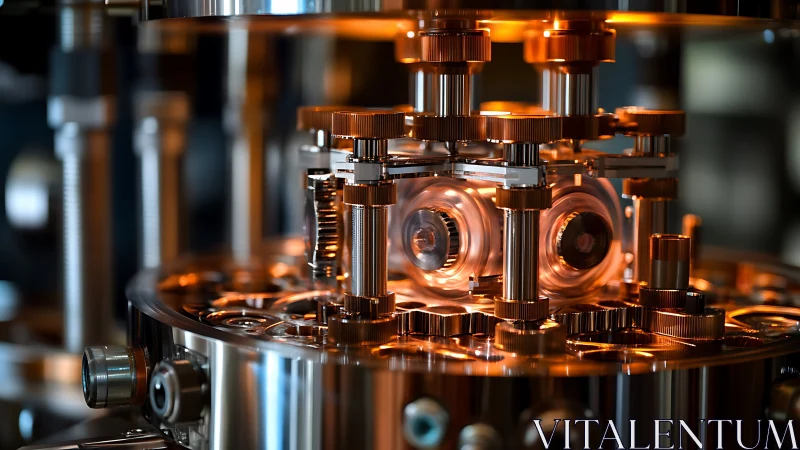 Quantum processor core glows inside precision copper housing.