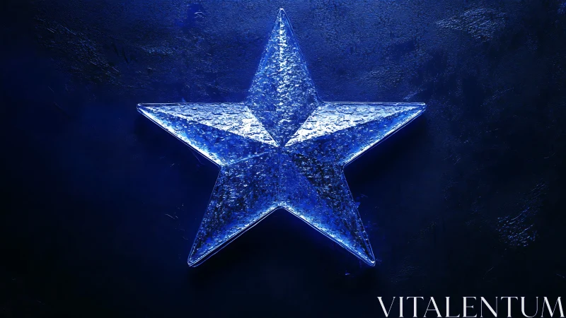Translucent blue glass star glows on dark textured wall