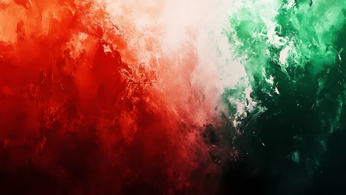 Abstract tricolour field with red, white and green zones.