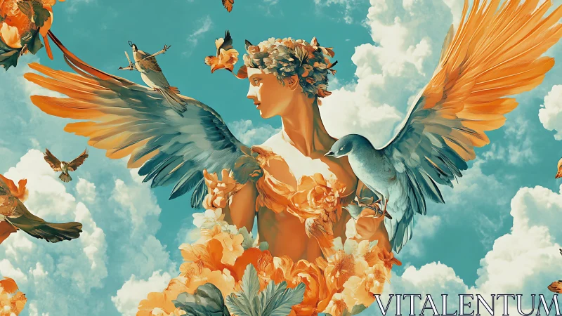 Skyward muse blossoms into wings and migrating birds of light